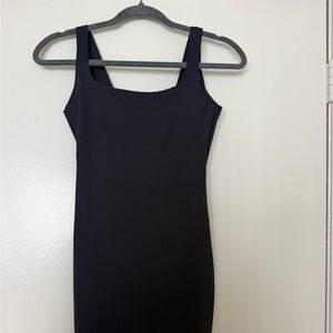 SKIMS Black Square-Neck Mini Tank Dress